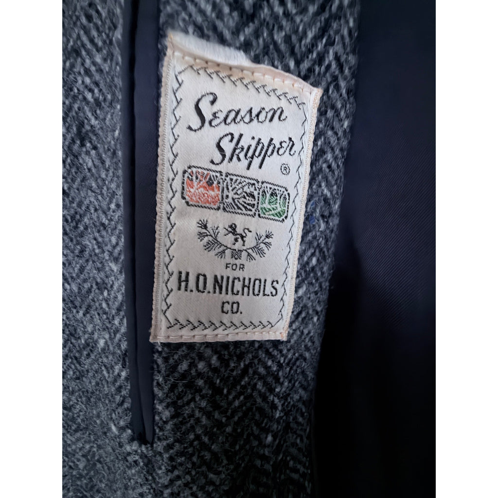 Harris Tweed Gray Herringbone Wool Overcoat