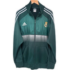 adidas Men's Green Real Madrid Colorblock Full-Zip Mock Neck Jacket — front view