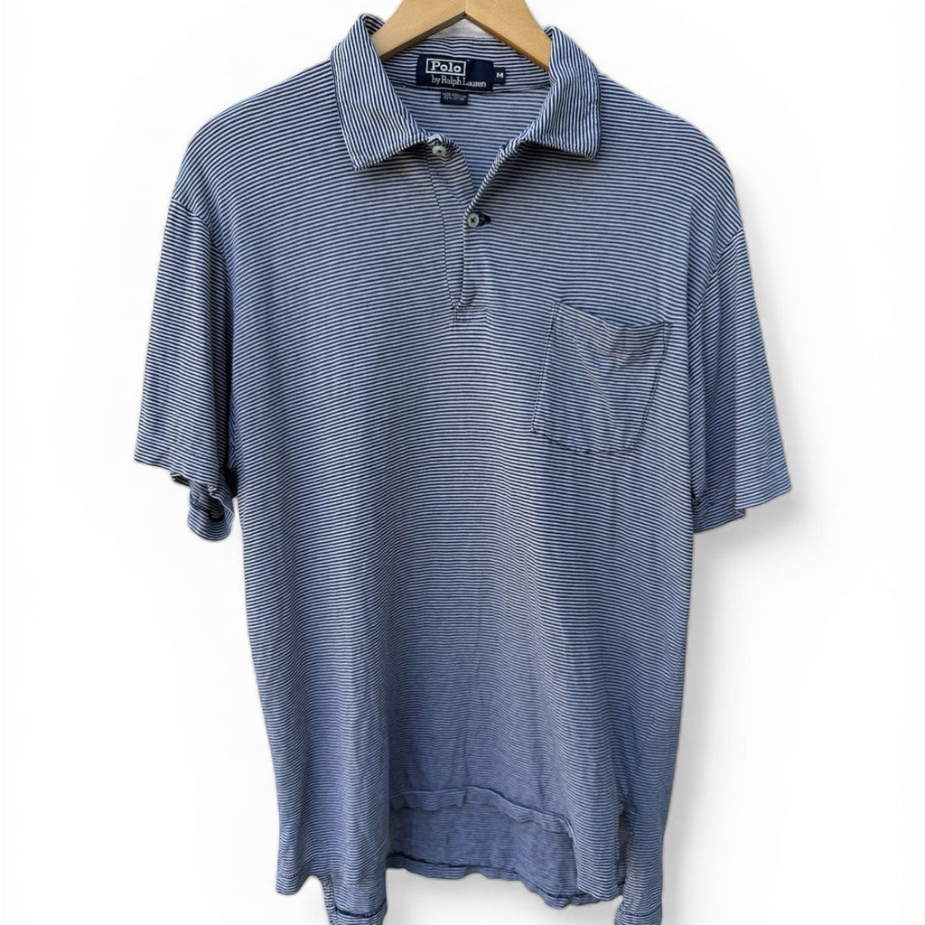 Polo Ralph Lauren Blue White Striped Polo Shirt Medium