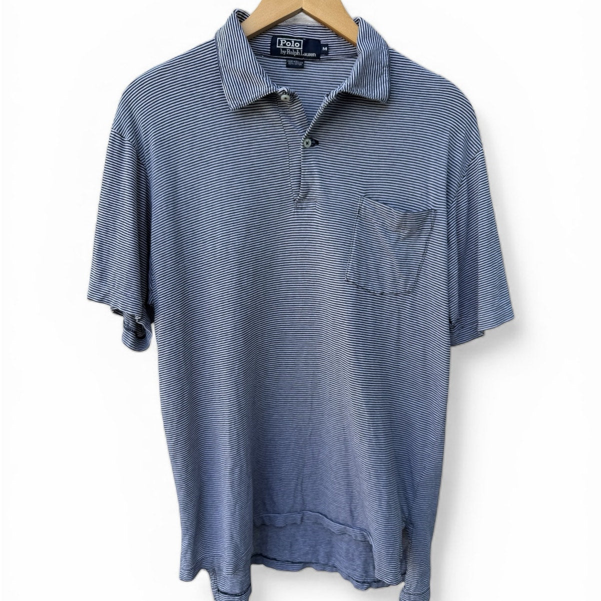 Polo Ralph Lauren Blue White Striped Polo Shirt Medium