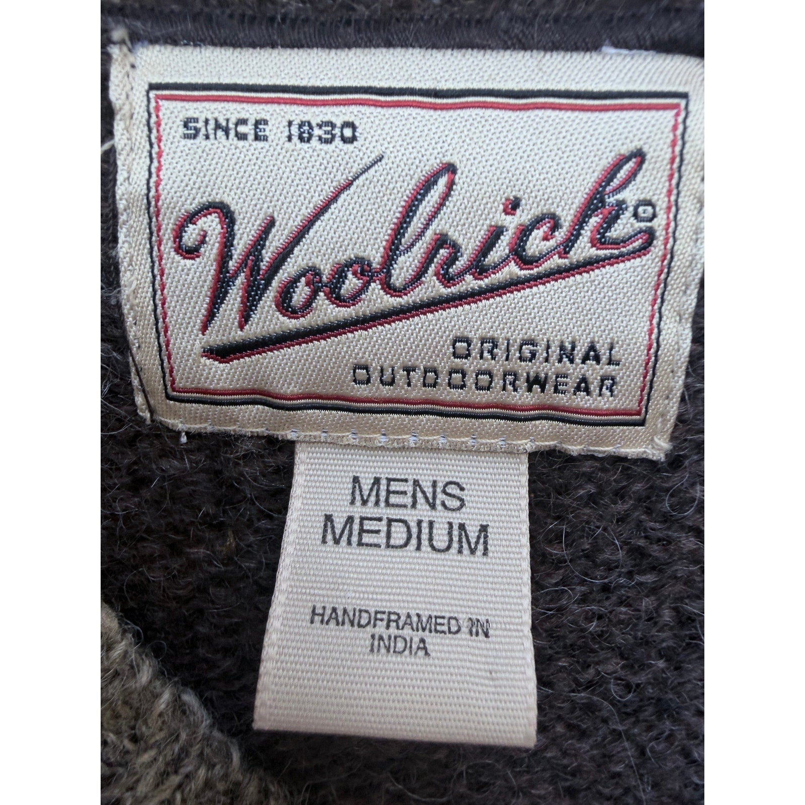 Woolrich Crewneck Sweater Mens Medium Brown Wool Blend Outdoor Heavy Knit