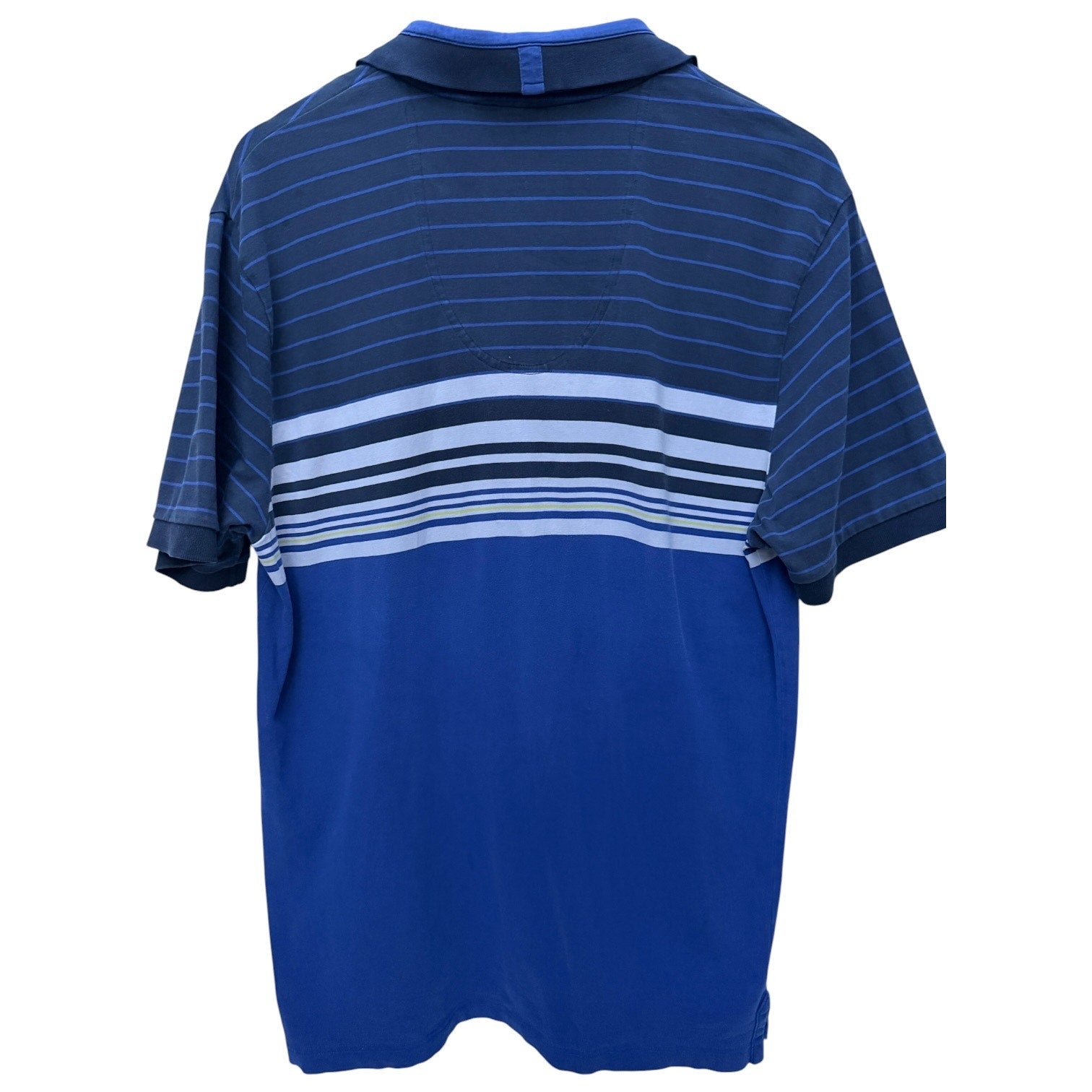 Hugo Boss Polo Shirt Mens XL Blue Striped Slim Fit Short Sleeve Designer