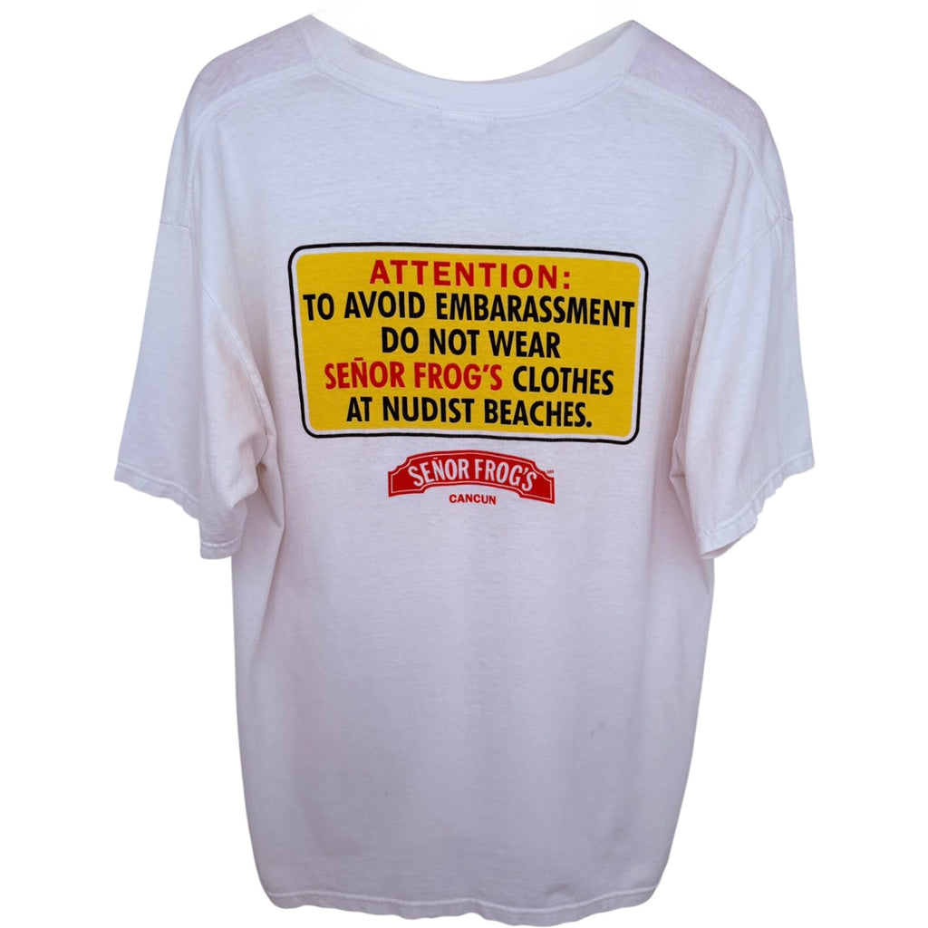 Señor Frog's Men's White Extreme Fun Rags T-Shirt — back view