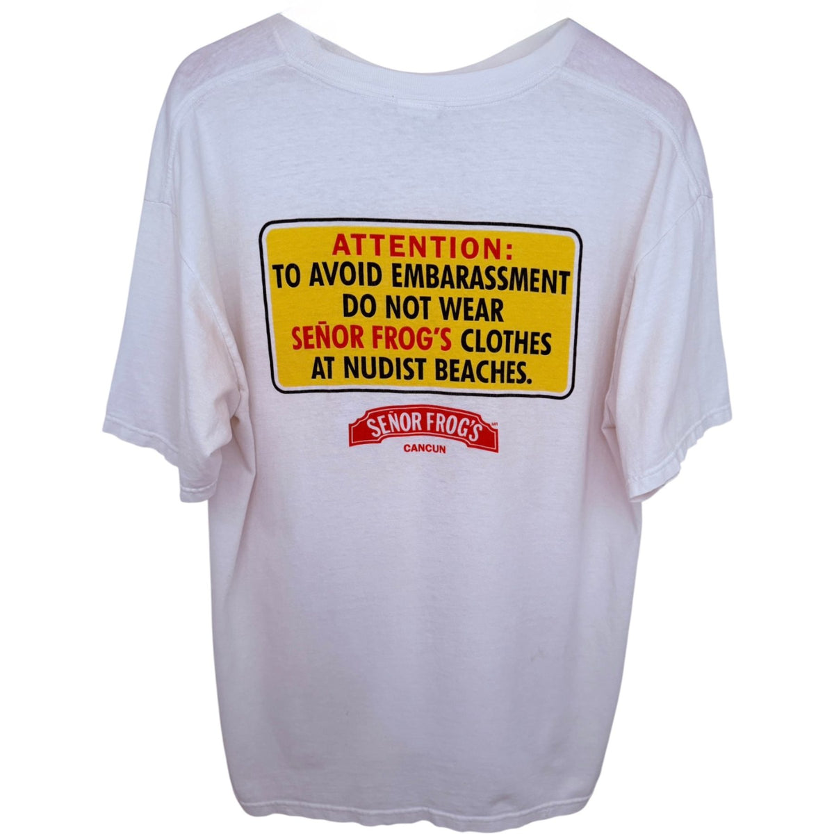 Señor Frog's Men's White Extreme Fun Rags T-Shirt — back view