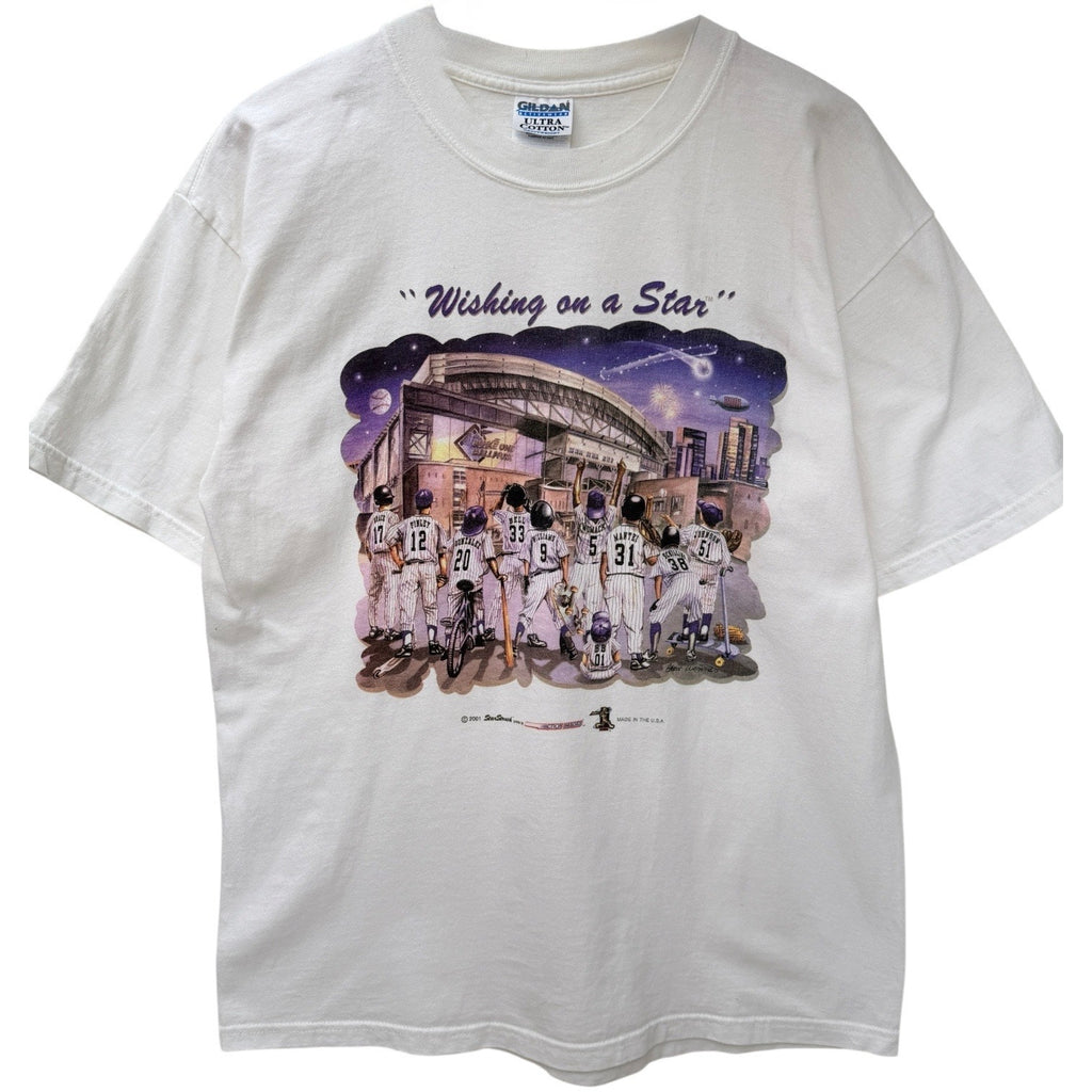 Vintage Wishing On A Star Baseball Graphic T Shirt Mens Large Gildan USA Made