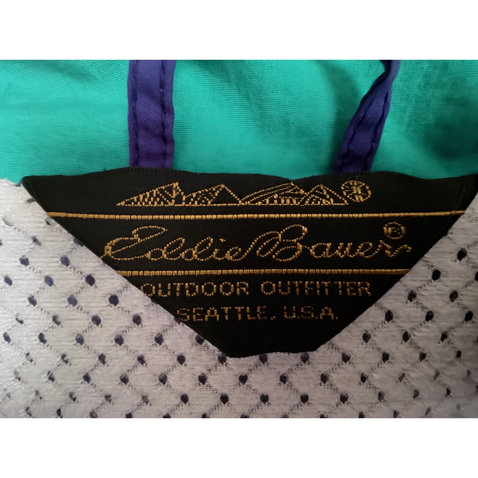 Eddie Bauer Full Zip Windbreaker Jacket Blue Green Mens M