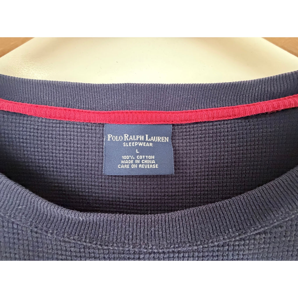 Polo Ralph Lauren Sleepwear Thermal Shirt Mens Large Navy Waffle Knit Top