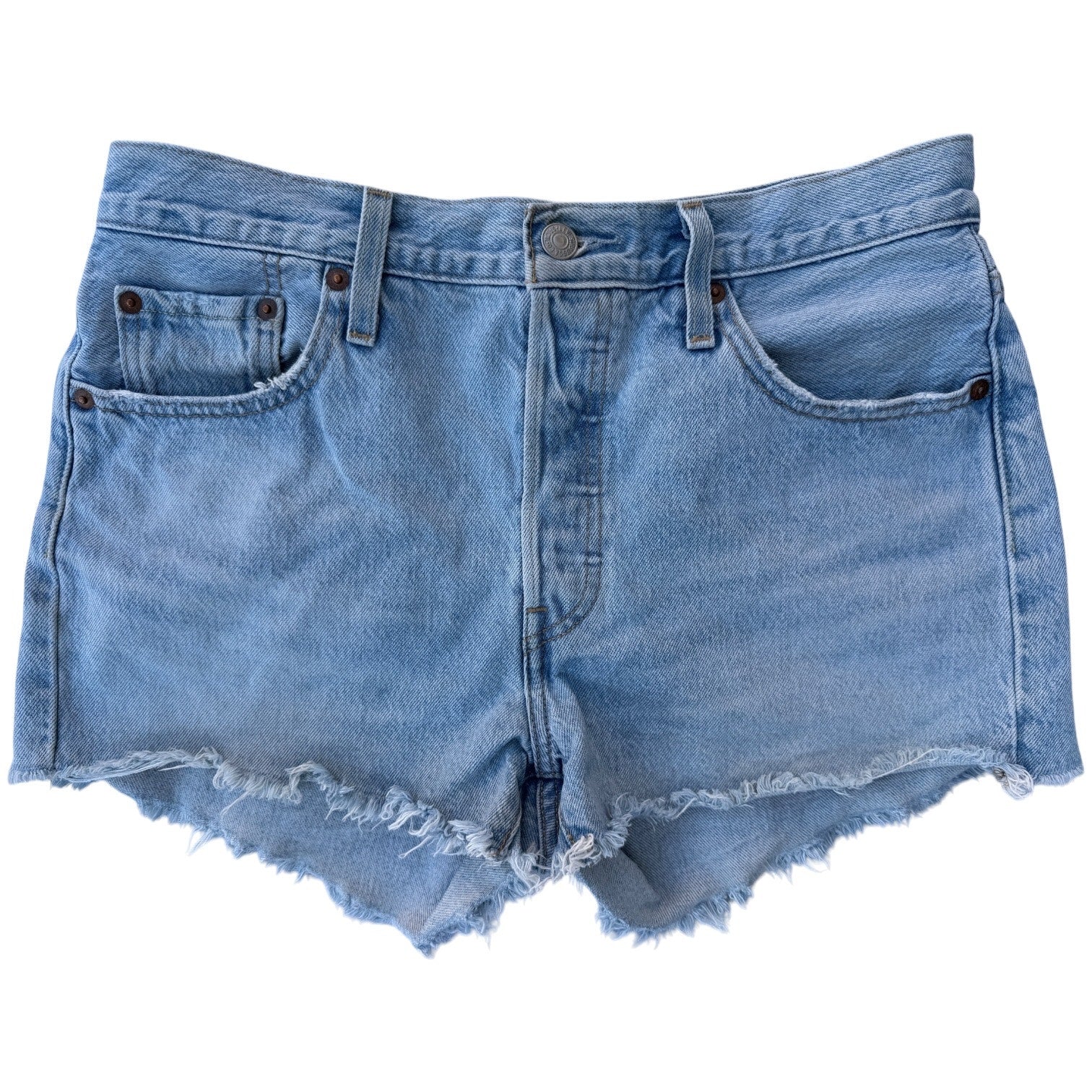 Levi's 501 Denim Shorts Womens 29 Cut Off Distressed Light Wash