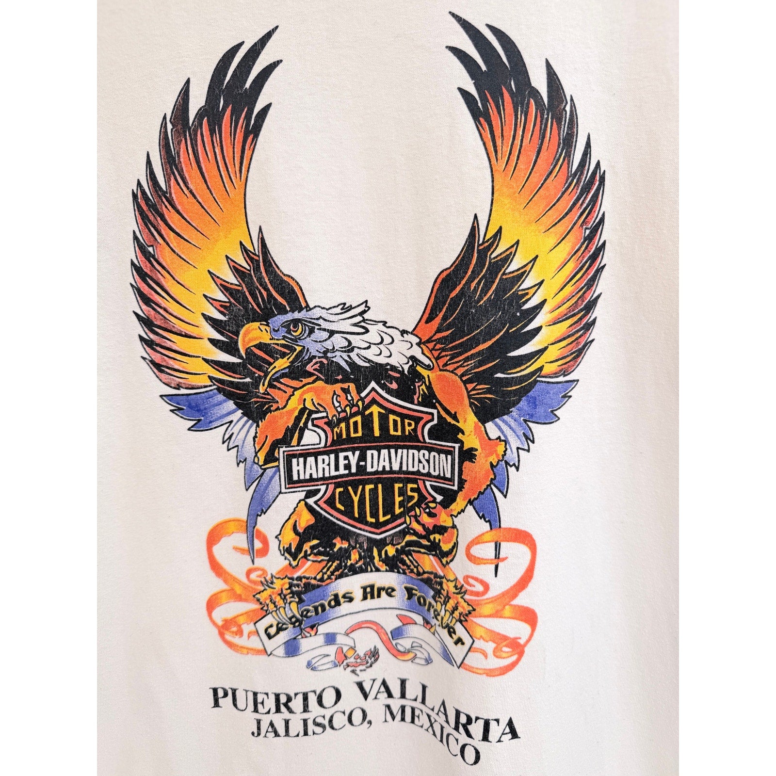 Harley Davidson Puerto Vallarta Mexico T Shirt White Eagle Graphic