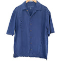 Tommy Bahama Silk Camp Shirt Mens Large Blue Embroidered Button Up