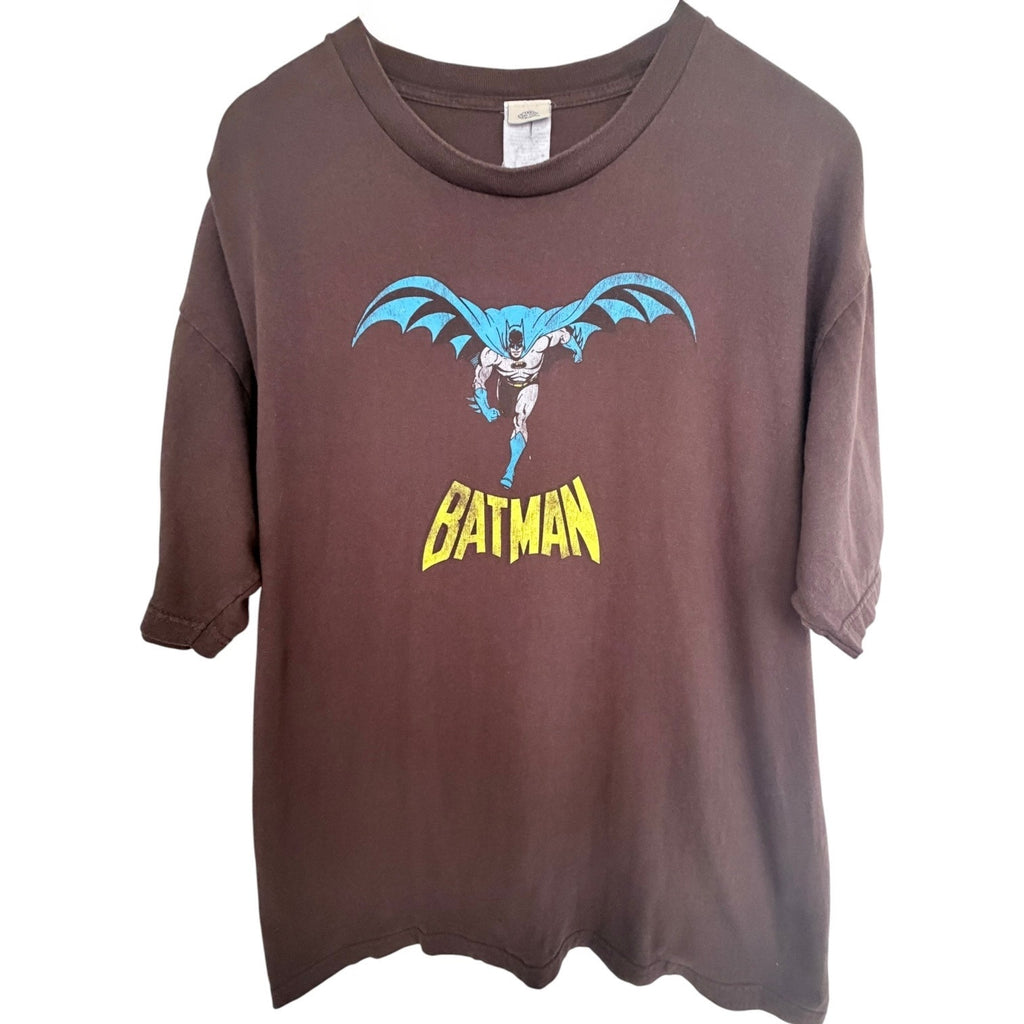 Vintage DC Comics Batman T Shirt Mens XL Brown Graphic Superhero Logo Tee