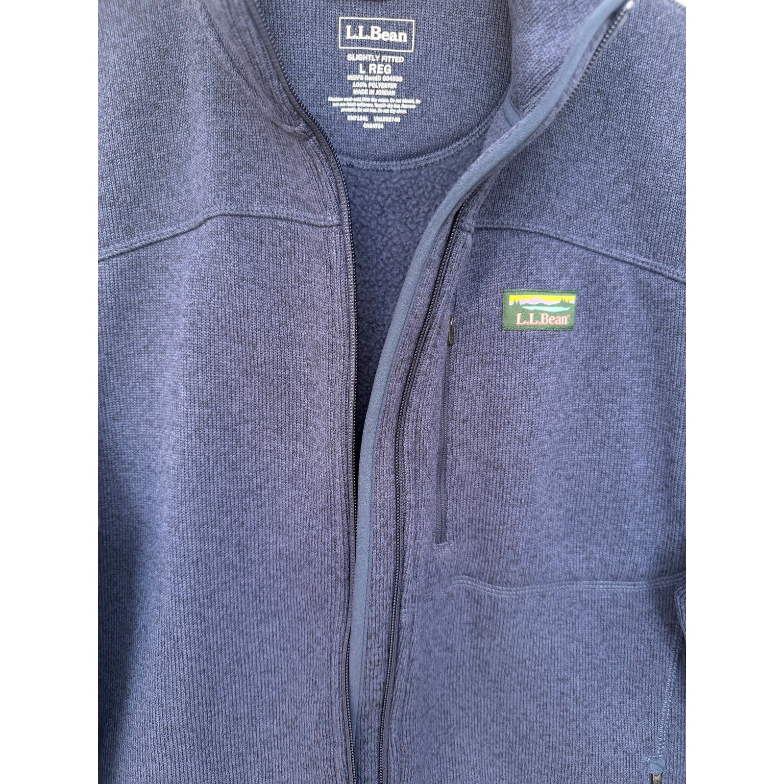 LL Bean Fleece Jacket Mens Large Navy Full Zip Slightly Fitted Outdoor