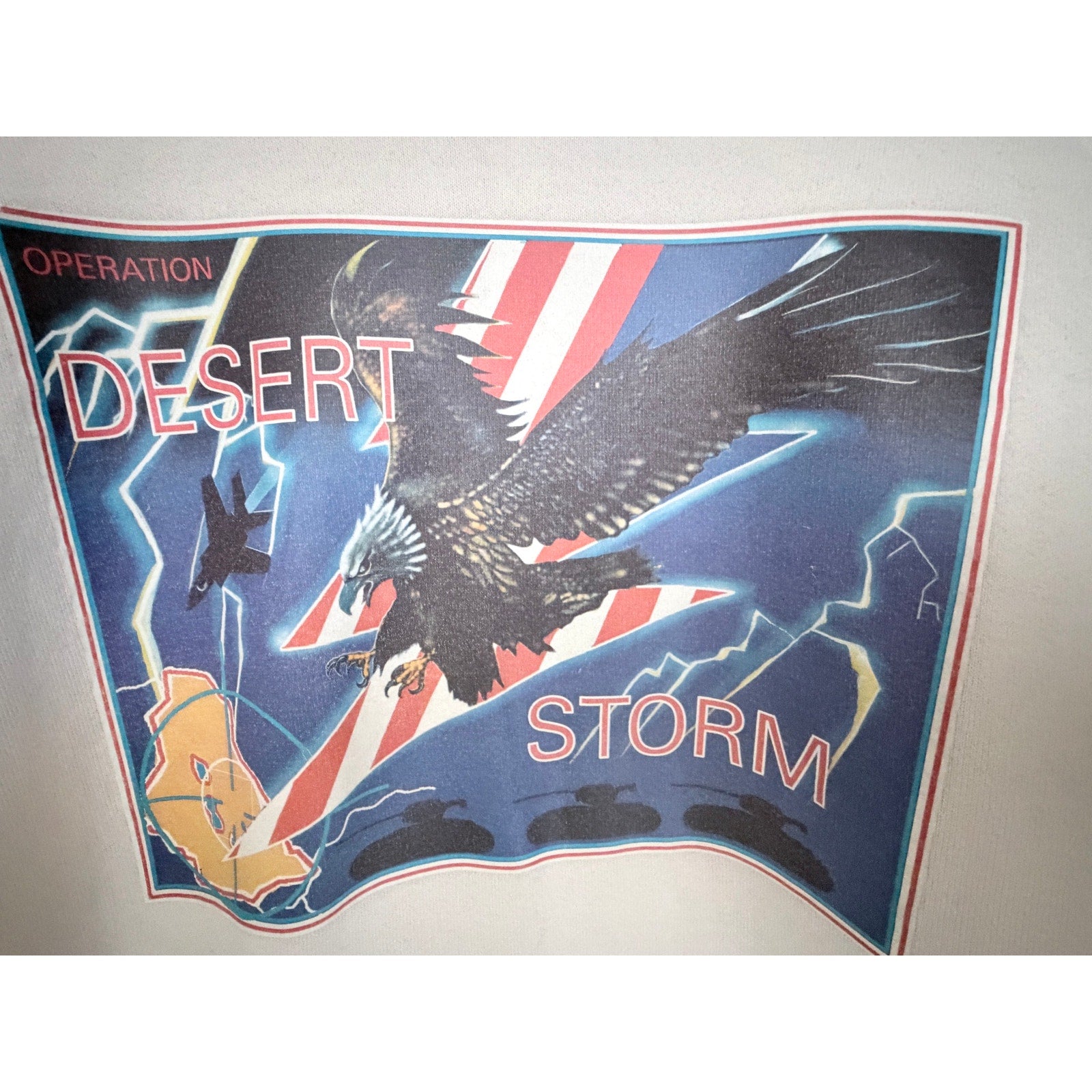Vintage Operation Desert Storm Sweatshirt Mens L White USA Made Military Graphic