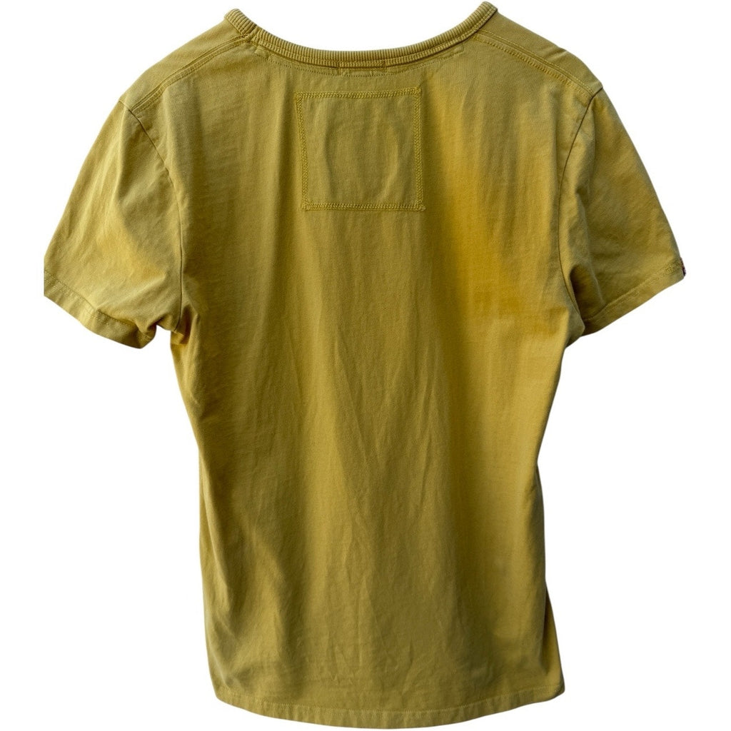 Superdry Black Label Japan T Shirt Womens Medium Yellow Graphic Logo Tokyo Tee