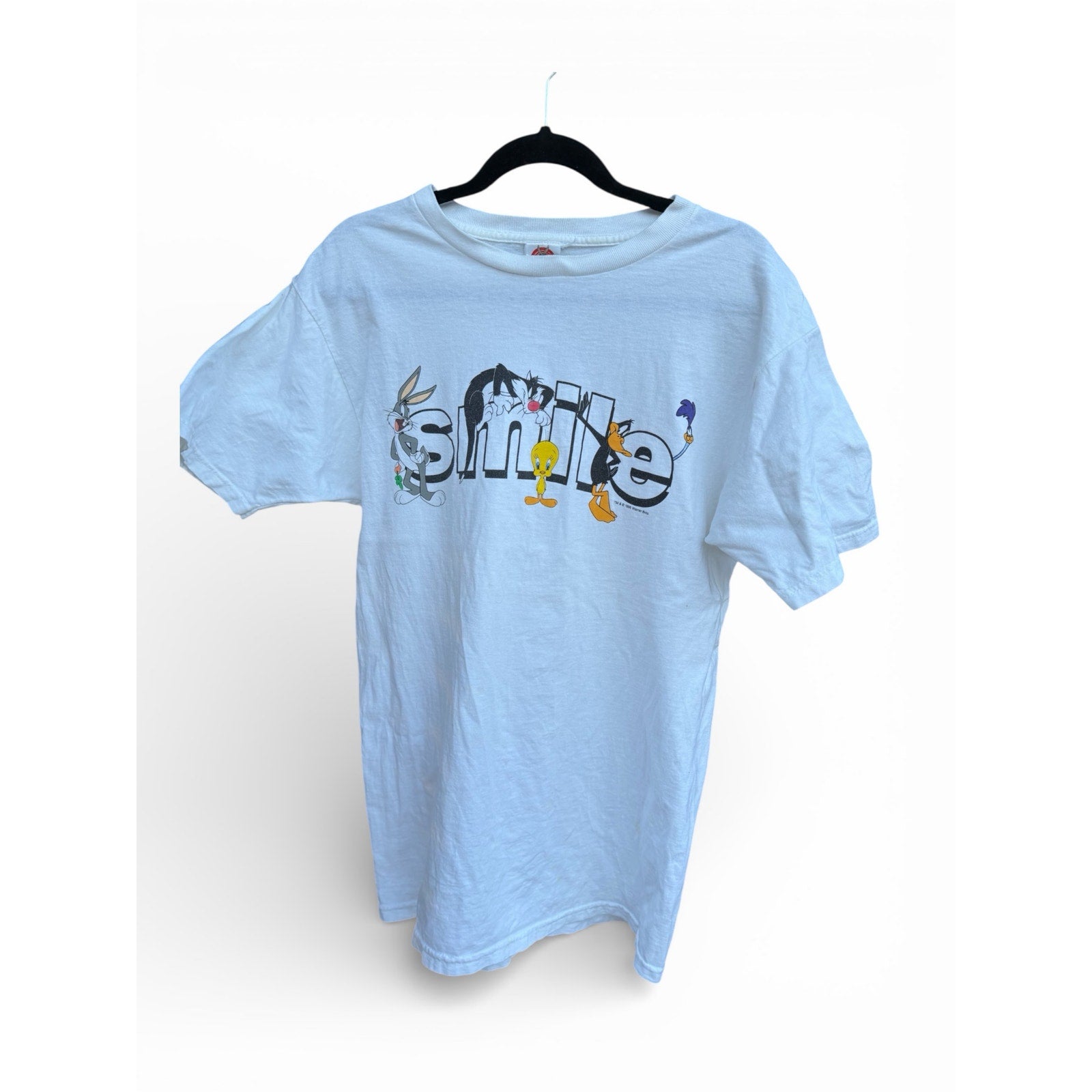 Looney Tunes White T Smile Graphic T-Shirt Mens Large Bugs Bunny Tweety