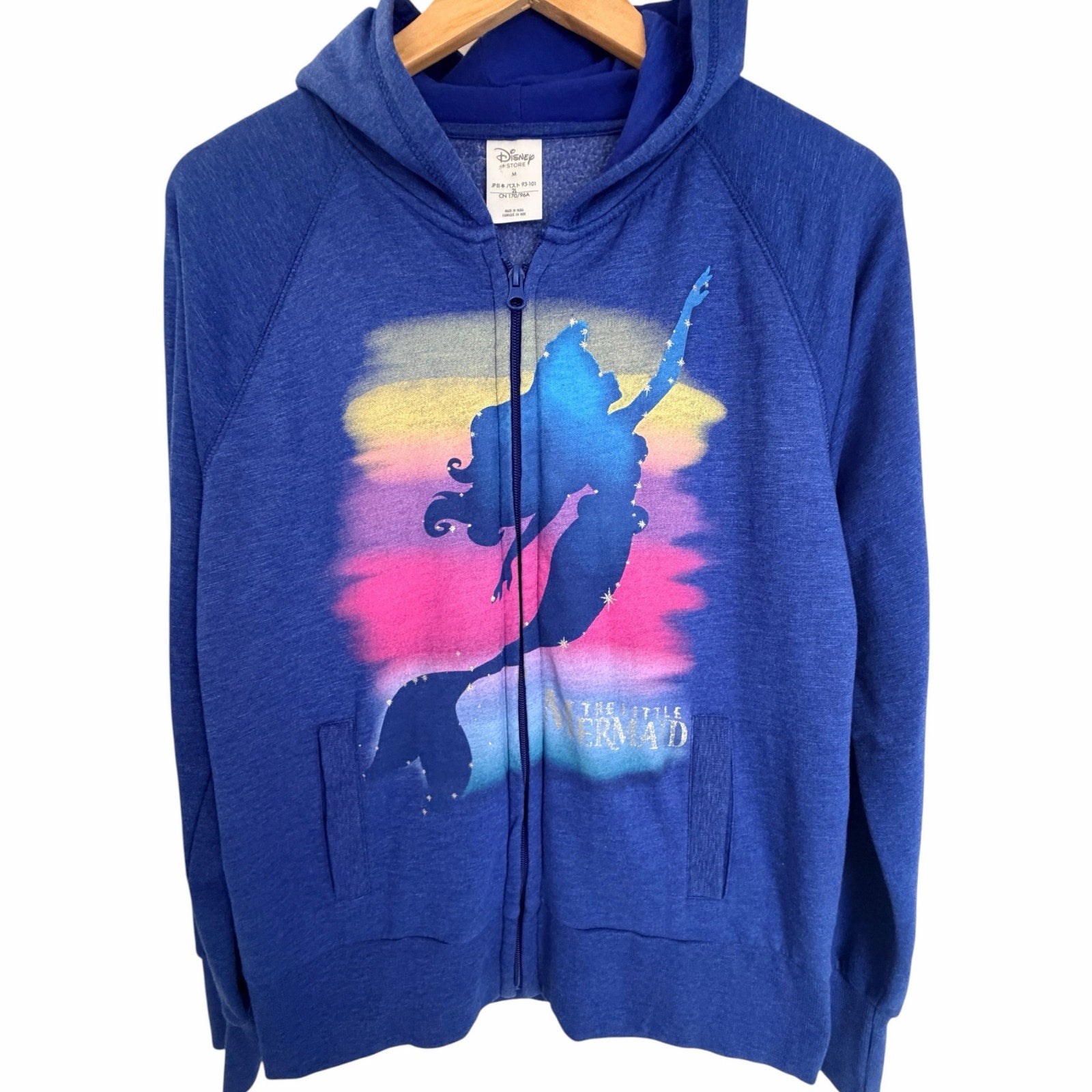 Disney Store Little Mermaid Ariel Womens M Blue Full Zip Hoodie