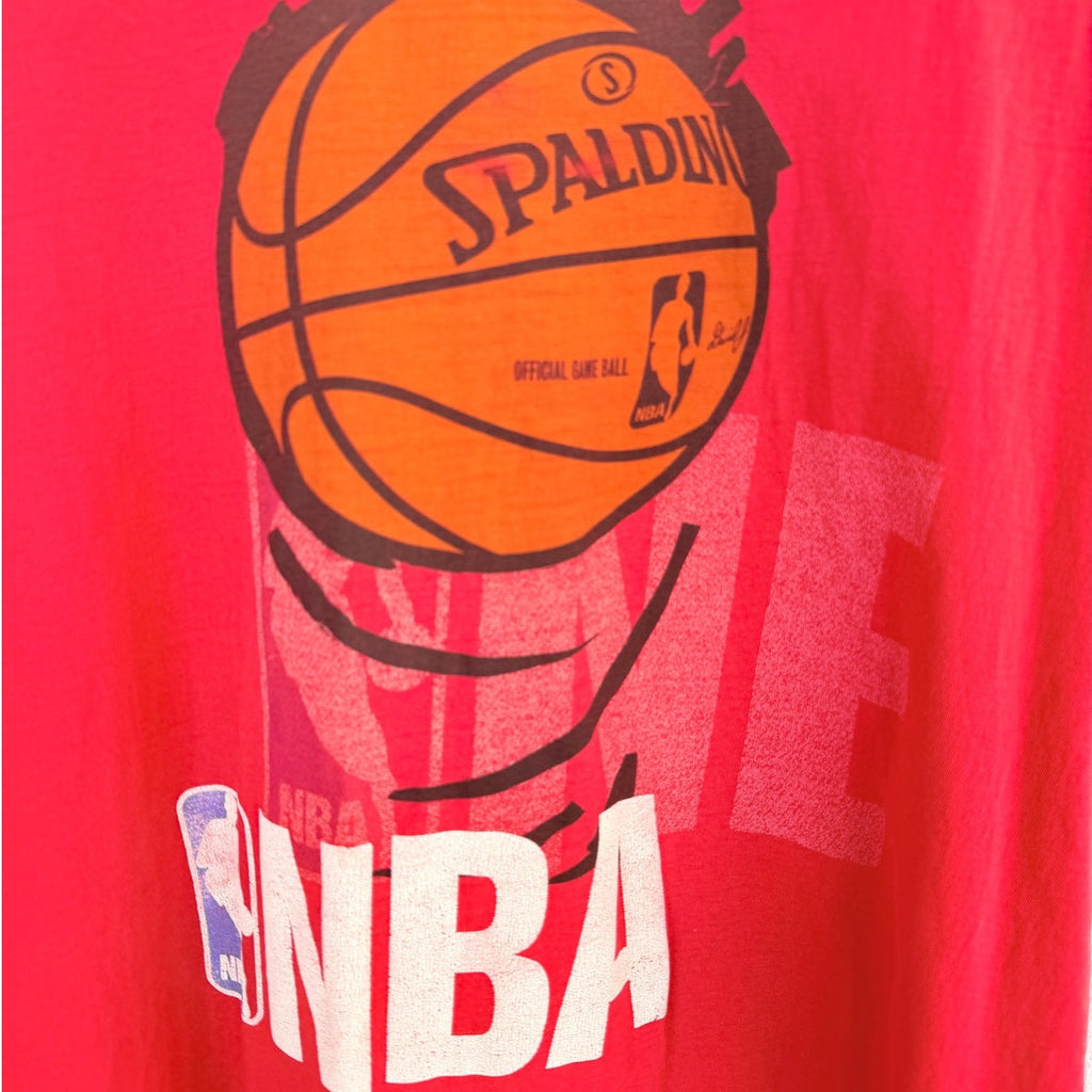 NBA Spalding Graphic T Shirt Mens XL Red Basketball Logo Short Sleeve Tee