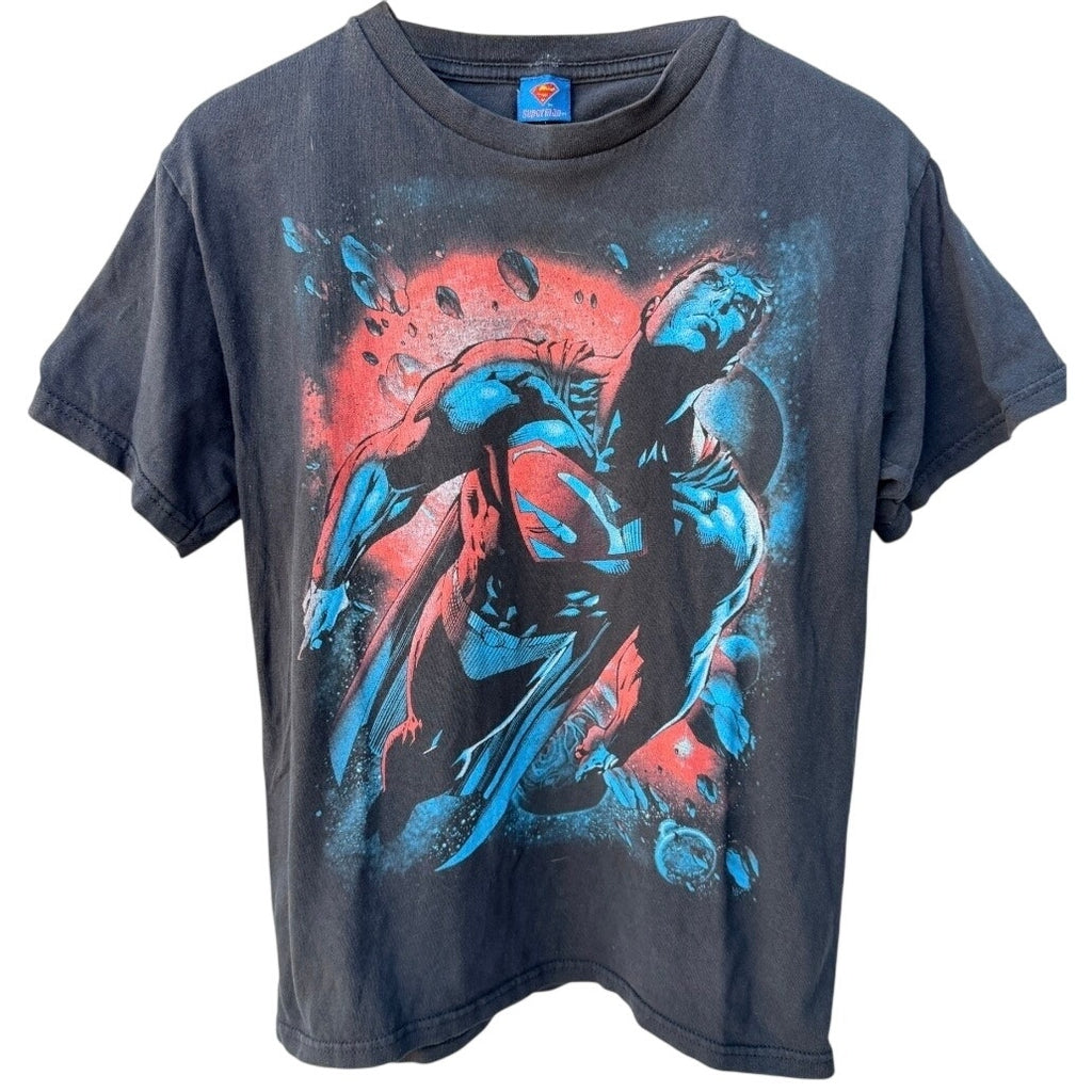 Superman Graphic T Shirt Mens Small Black DC Comics Superhero Tee