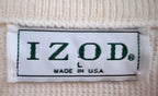 IZOD Men's White Cable-Knit Mock Neck Striped Sweater — brand label
