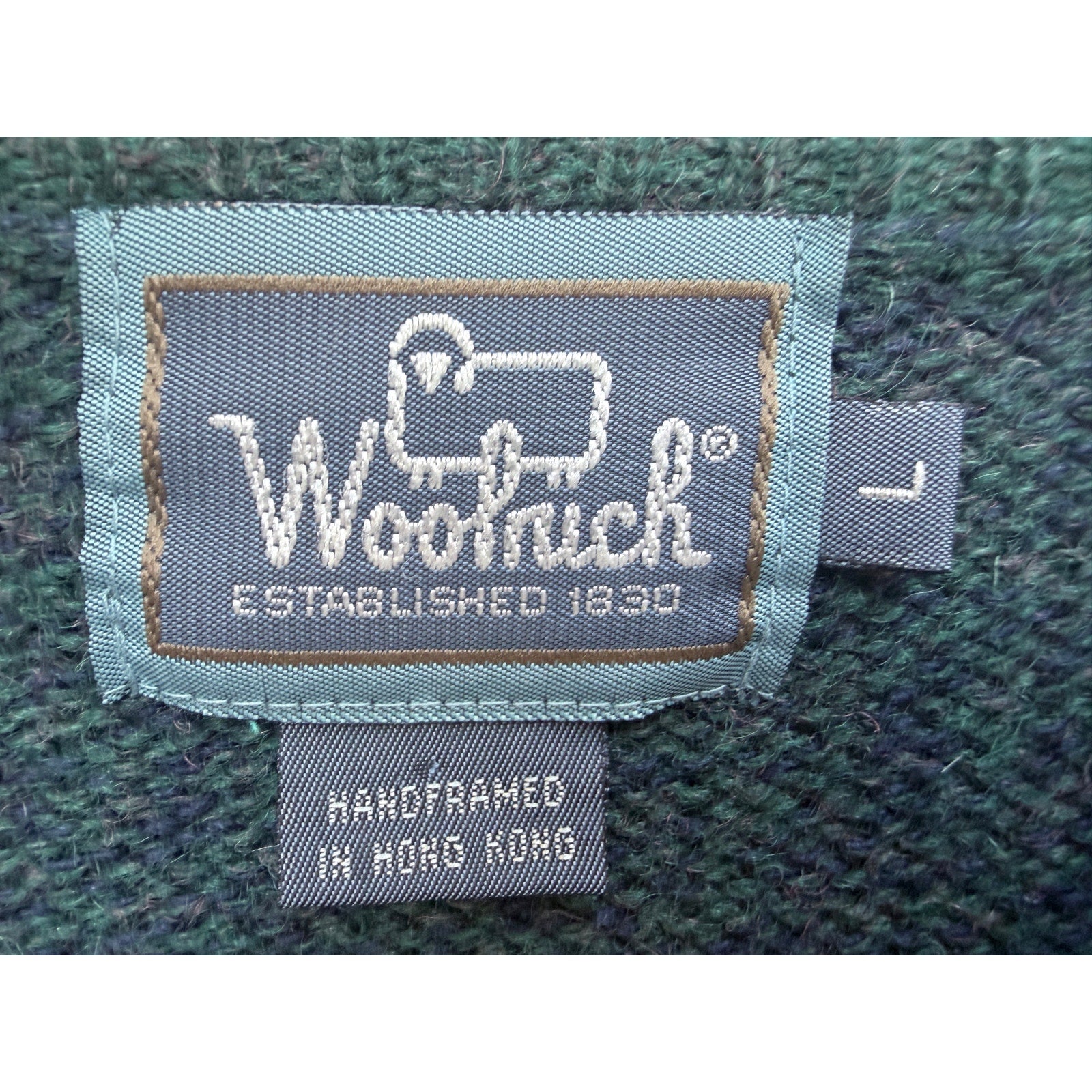 Woolrich Crewneck Sweater Mens Large Green Wool Blend Outdoor Knit Pullover