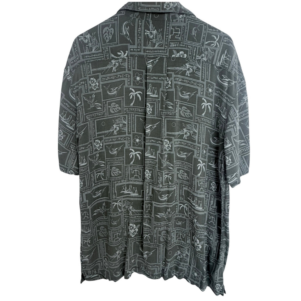 High Surf Hawaiian Shirt Mens XL Green Tropical Button Up Aloha