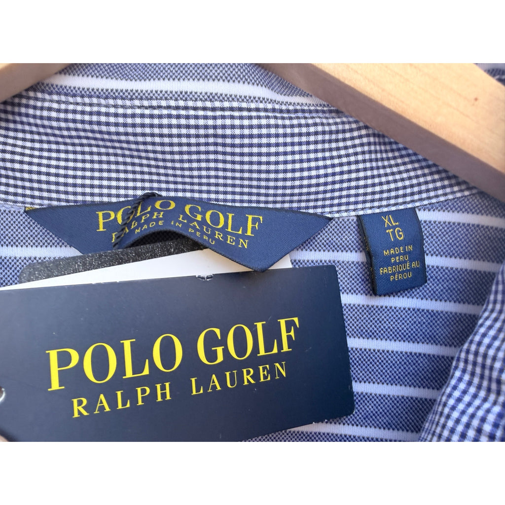 Polo Golf Ralph Lauren Striped Polo Shirt Mens XL Blue White PGA League NWT
