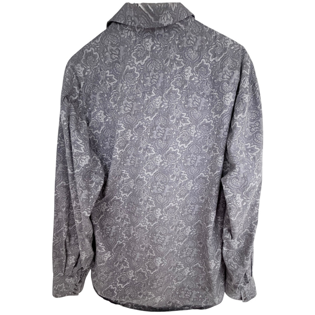 Stetson Western Paisley Snap Shirt Mens Large Gray Pearl Snap Cowboy Rodeo