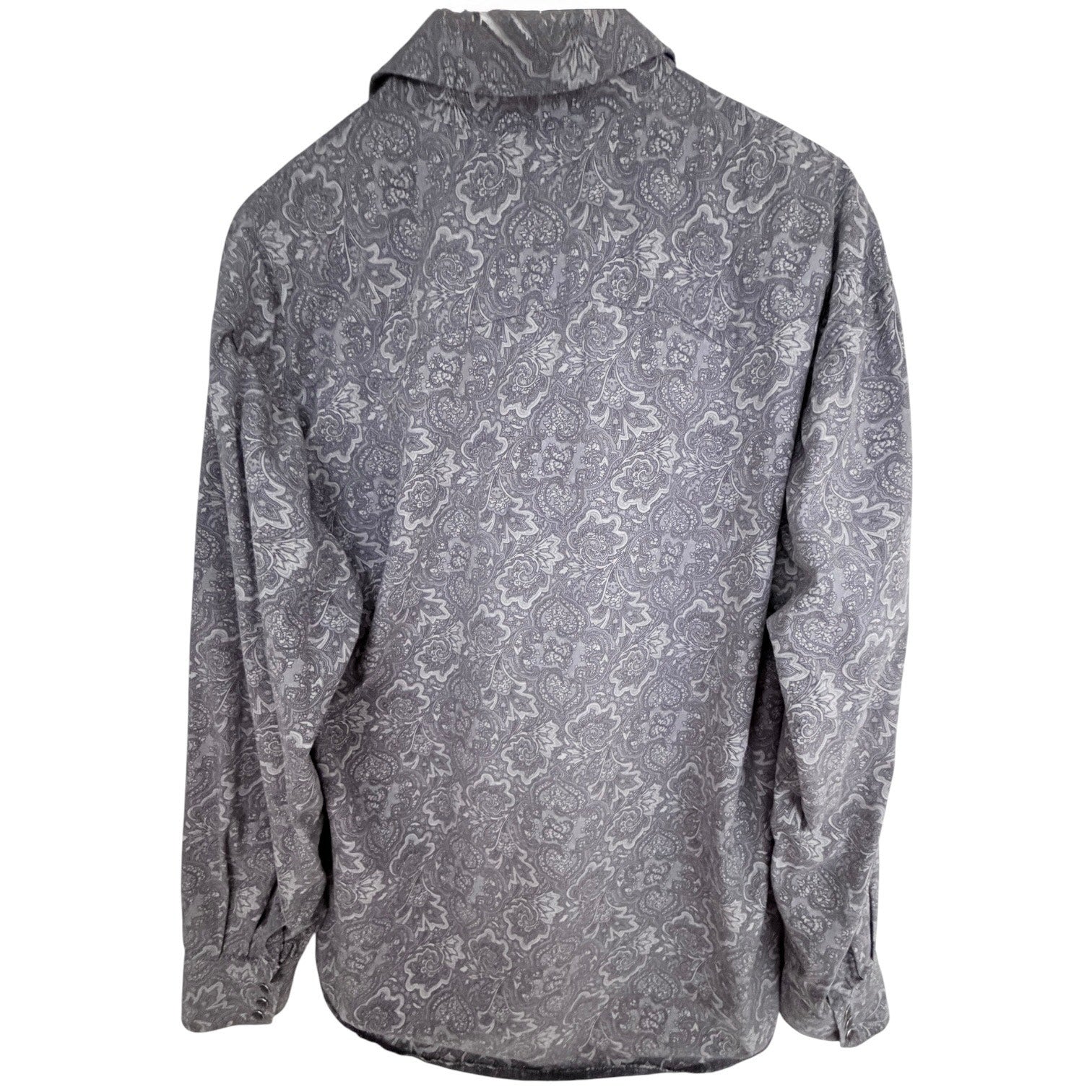 Stetson Western Paisley Snap Shirt Mens Large Gray Pearl Snap Cowboy Rodeo
