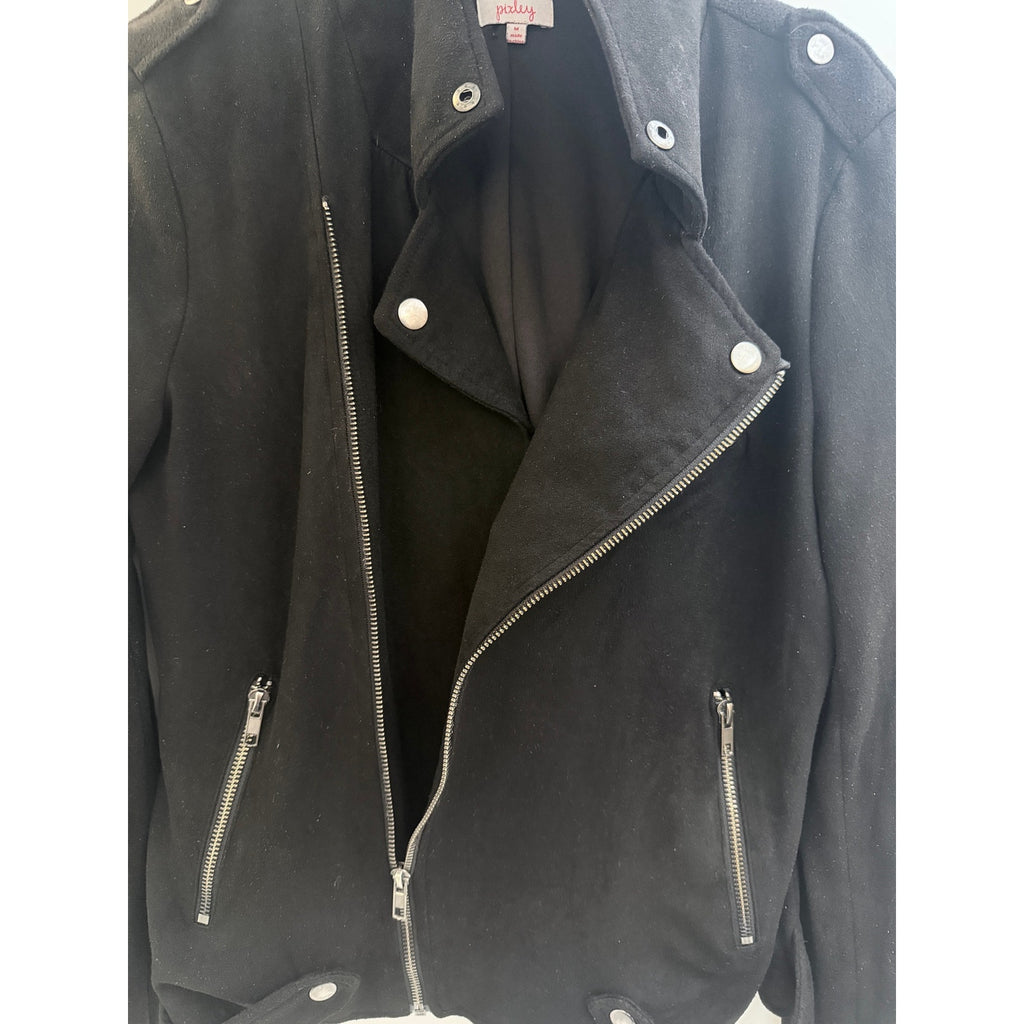 Pixley Moto Jacket Womens Medium Black Asymmetrical Zip Motorcycle Style Coat