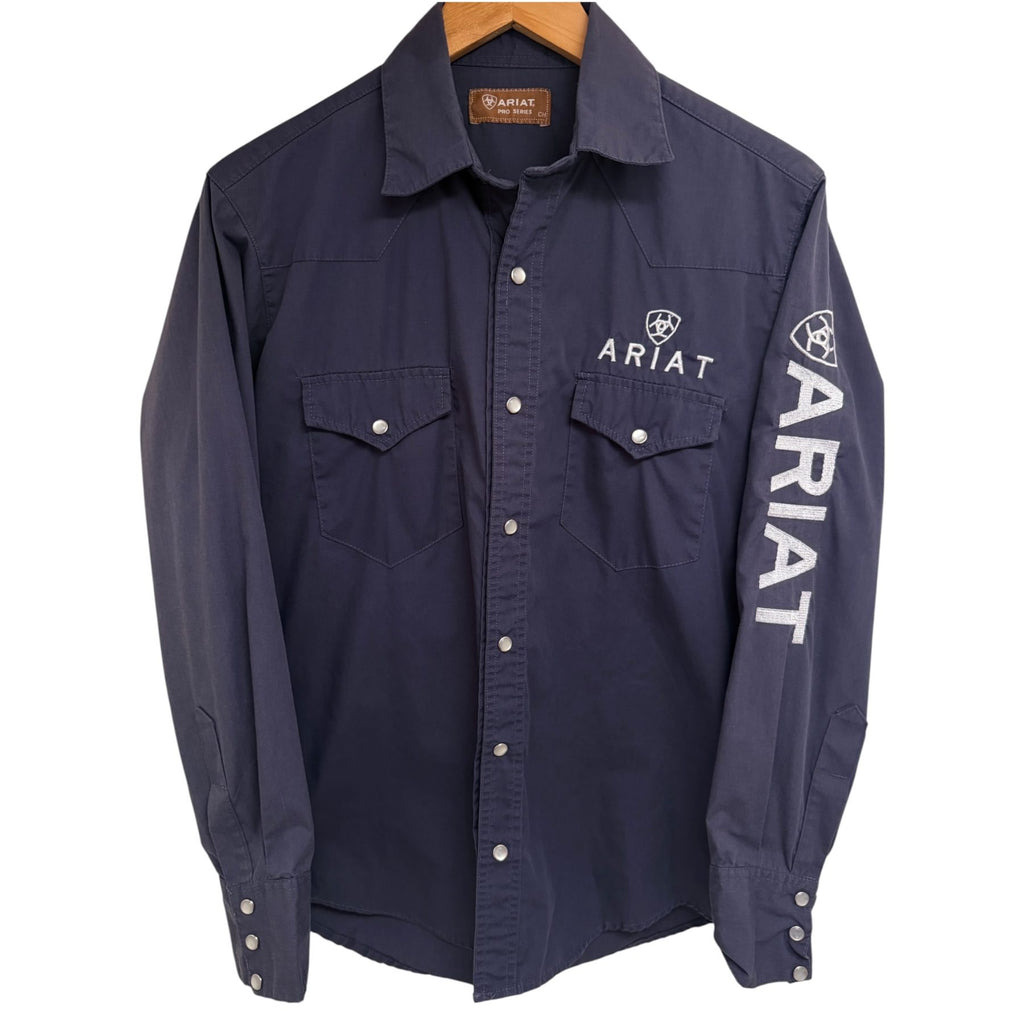 Ariat Men's Blue Striped Plaid Button-Up — front view