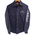 Ariat Men's Blue Striped Plaid Button-Up — front view