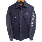 Ariat Men's Blue Striped Plaid Button-Up — front view