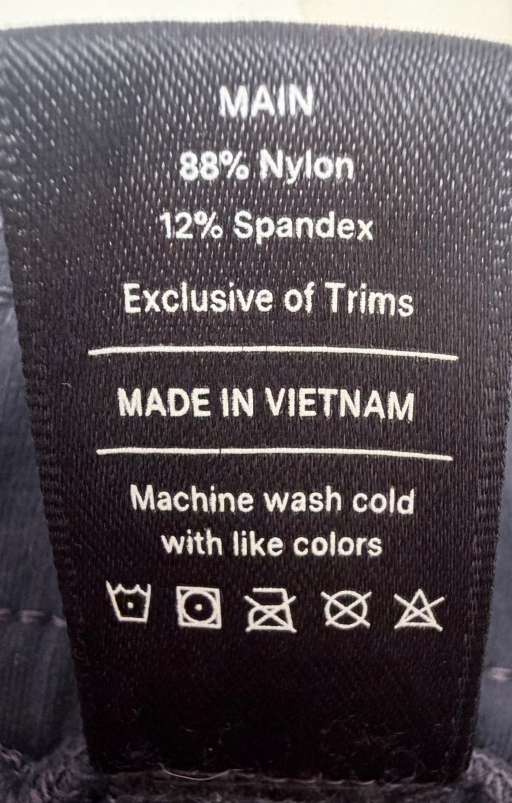 Public Rec Men's Navy Blue Pants — fabric content tag