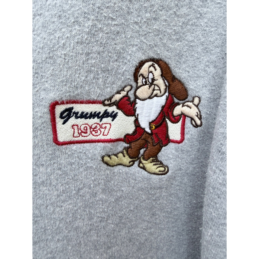 Disney Store Grumpy Zip Hoodie Mens XL Gray Snow White Full Zip Sweatshirt