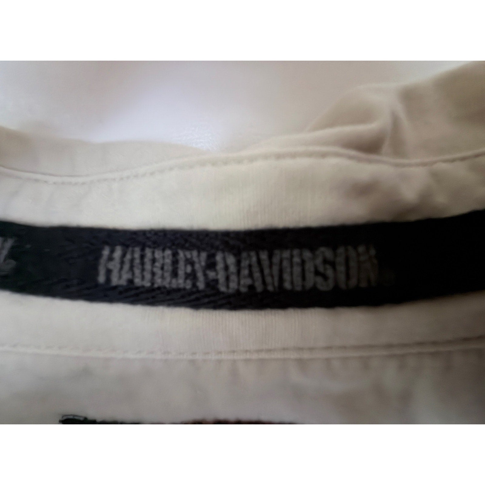 Harley Davidson Mens 2XL Button Front Shirt Beige Graphic Back Cotton Motorcycle