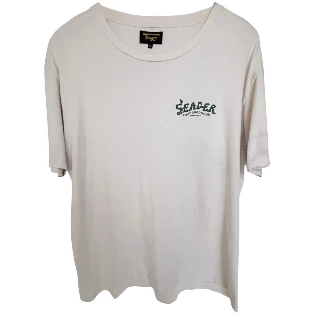Seager That Good Good Company Motorcycle Graphic T Shirt Mens XL Beige
