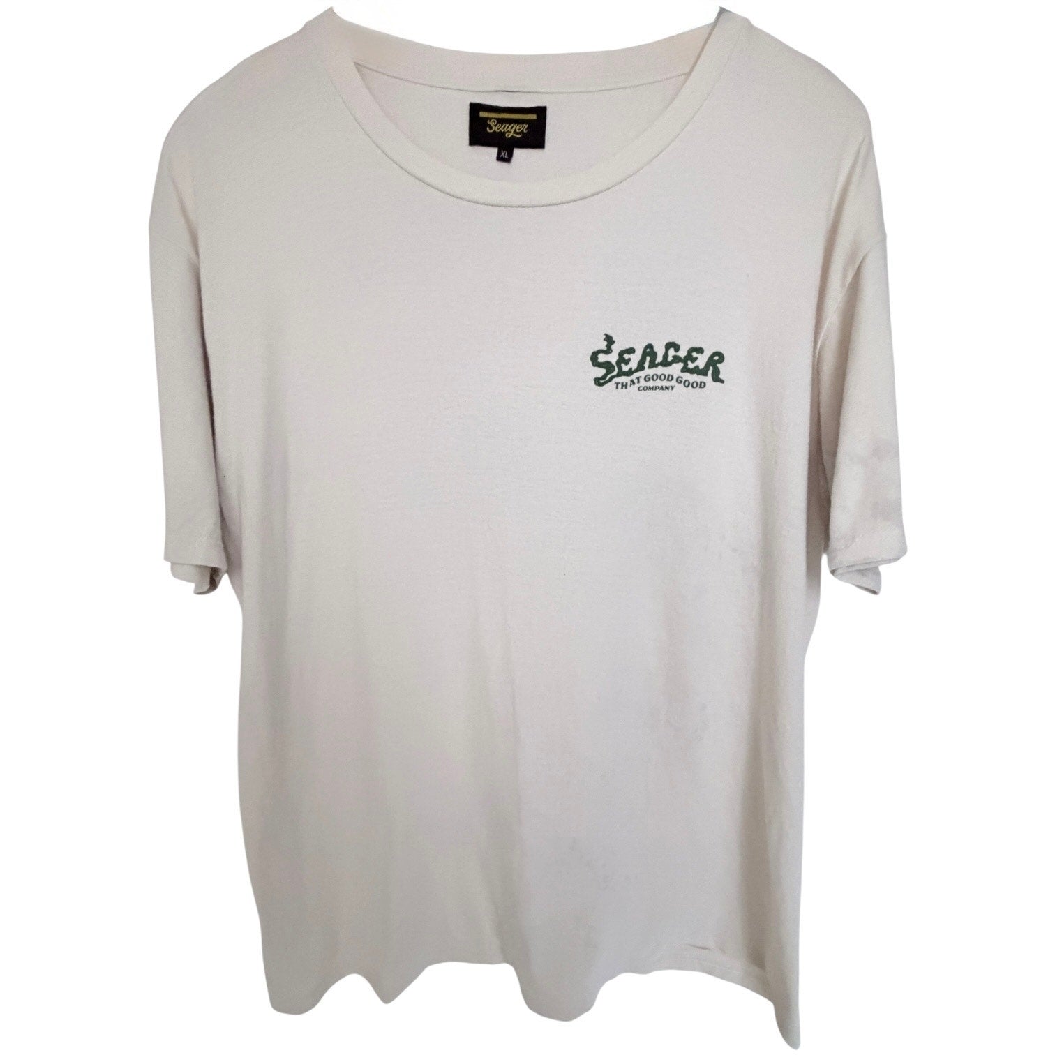 Seager That Good Good Company Motorcycle Graphic T Shirt Mens XL Beige