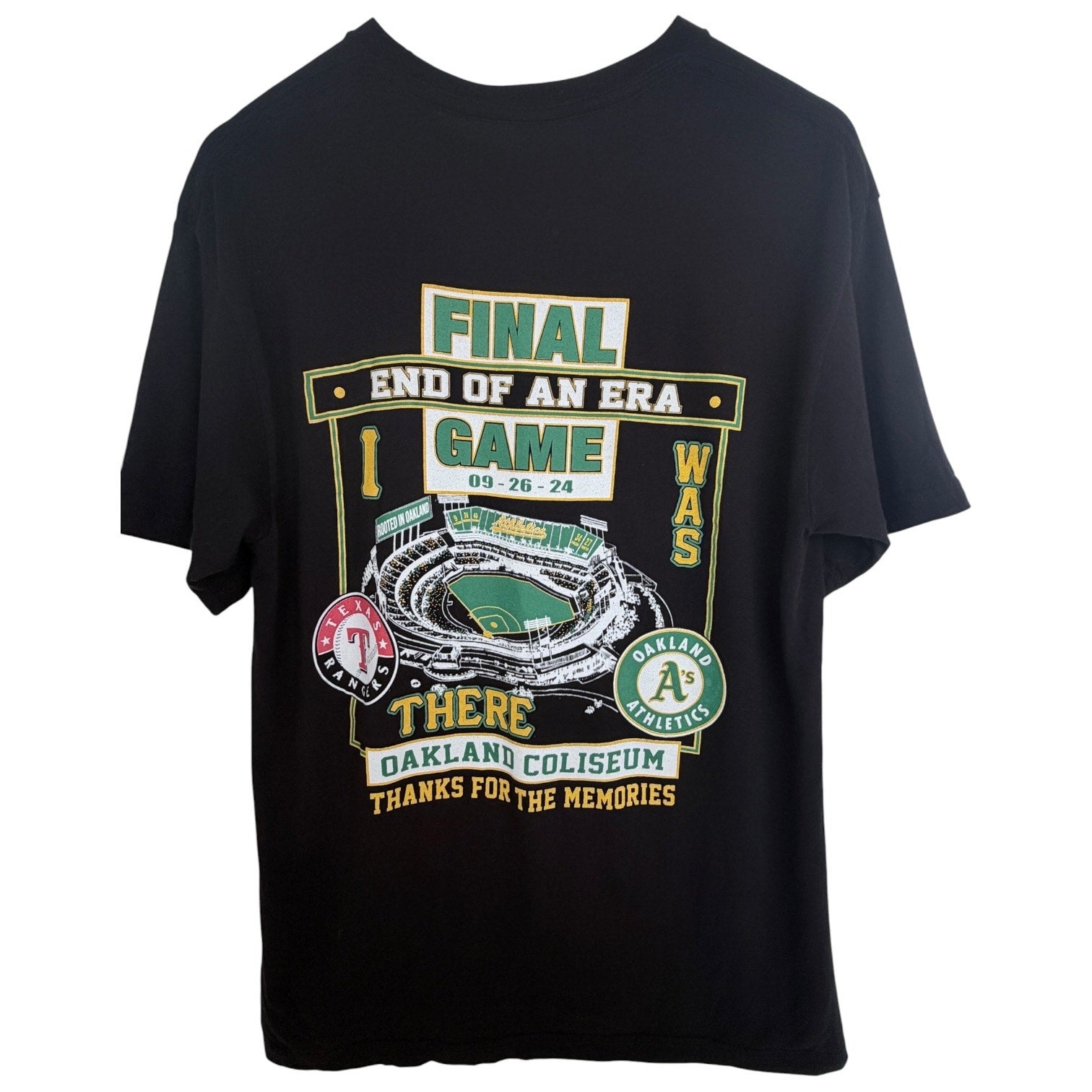 Oakland Athletics Final Game T Shirt Men L Black Last Game Oakland Coliseum 2024