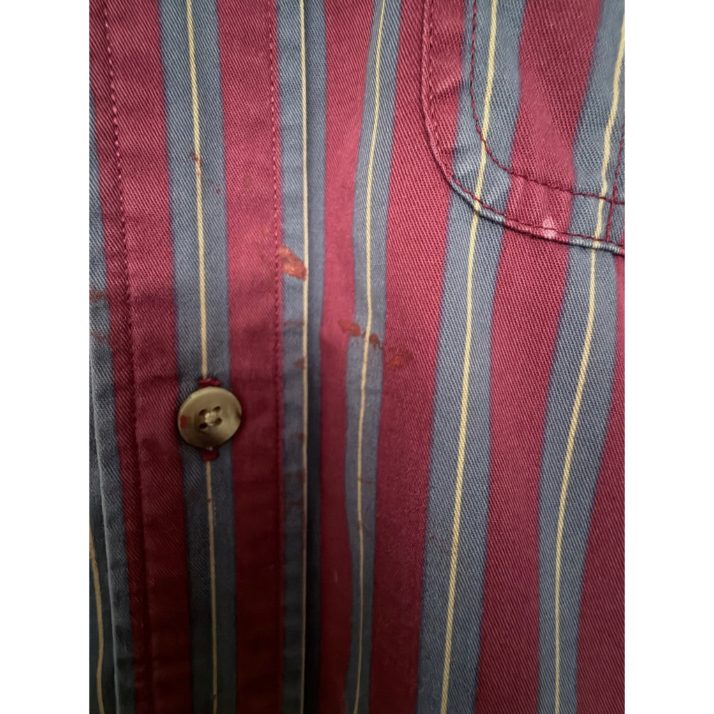 Resistol Rodeo Gear Stripe Western Shirt Mens Medium Burgundy Gray Cowboy