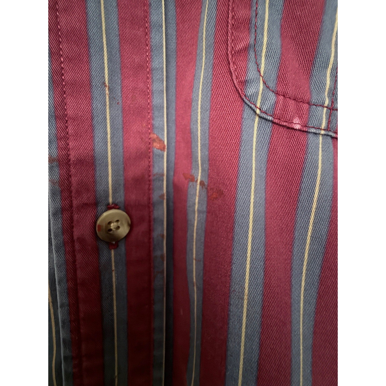 Resistol Rodeo Gear Stripe Western Shirt Mens Medium Burgundy Gray Cowboy