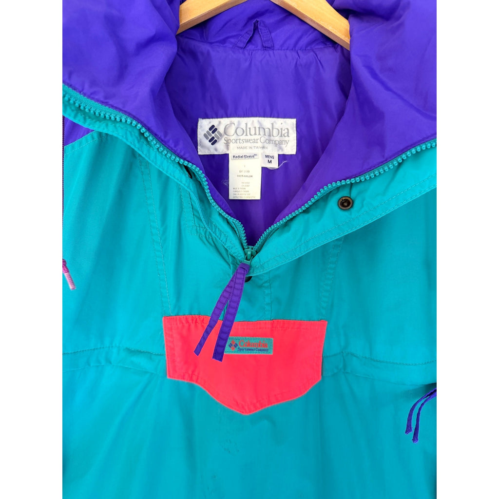 Columbia Sportswear Jacket Mens Medium Green Purple Colorblock Zip Outdoor