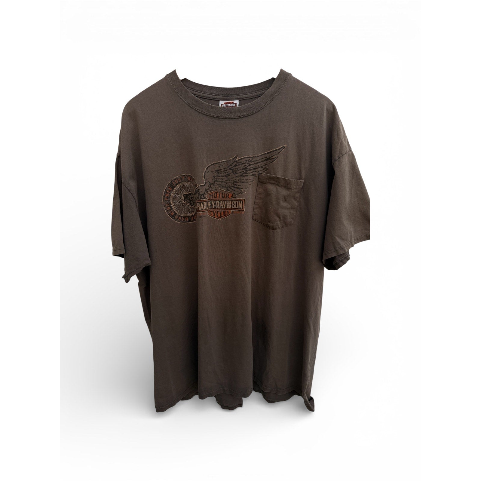 Harley-Davidson Barnett Dealer Pocket T-Shirt Brown Size XXL Fits Like XL