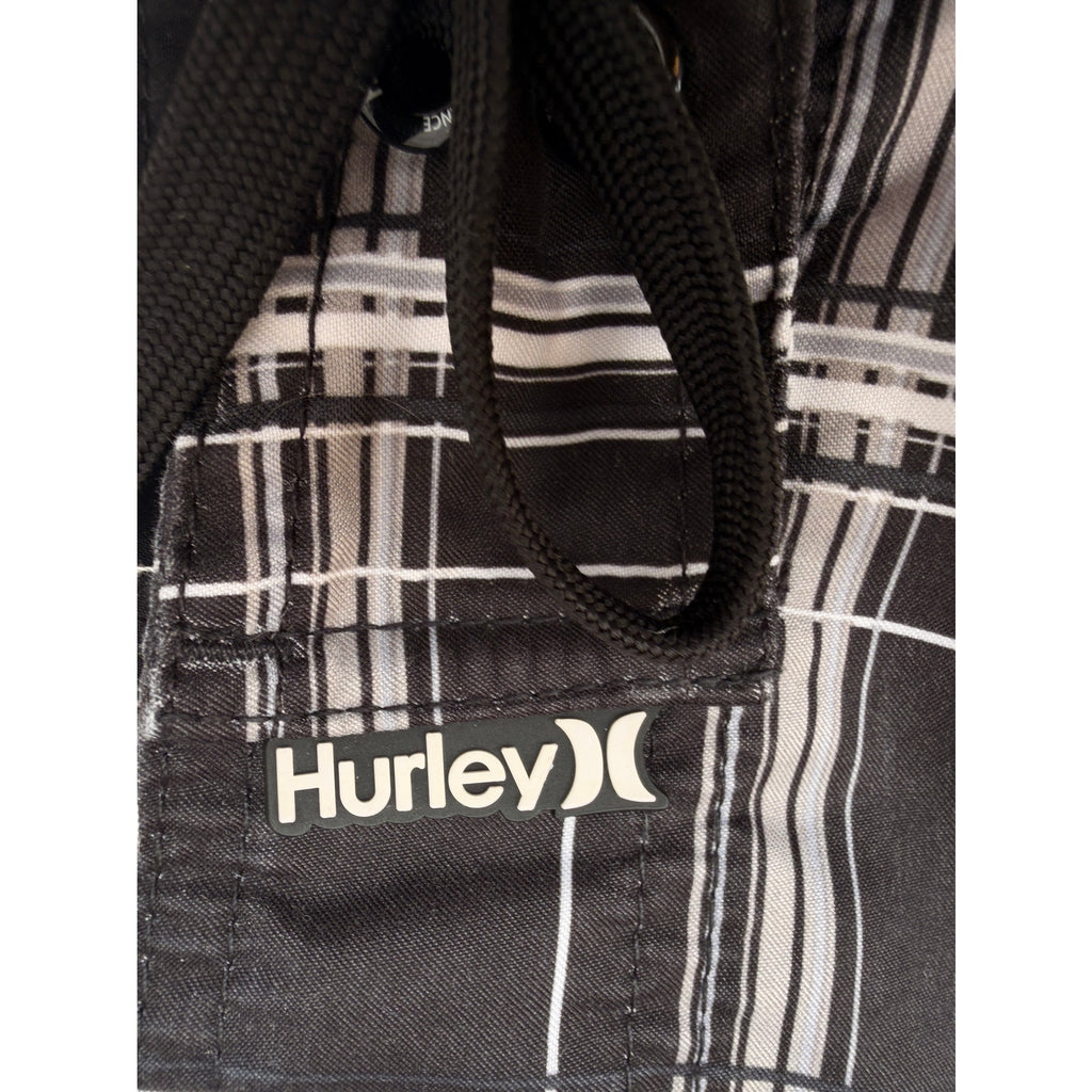 Hurley Board Shorts Mens 34 Black Plaid Swim Surf Shorts