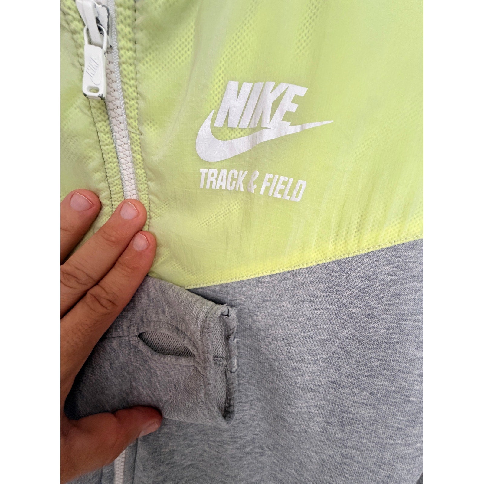 Nike Track & Field Hoodie Womens Medium Gray Volt