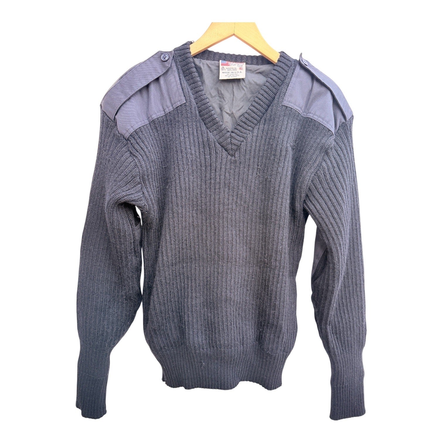 Commando Wool Sweater Mens XL Gray USA Made Military Style Heavyweight Knit
