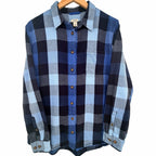 L.L.Bean Women's Blue Plaid Organic Cotton Flannel Large