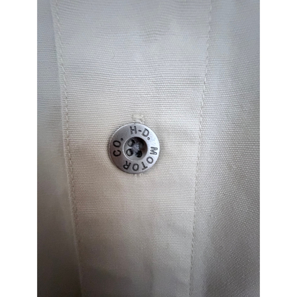 Harley Davidson Mens 2XL Button Front Shirt Beige Graphic Back Cotton Motorcycle