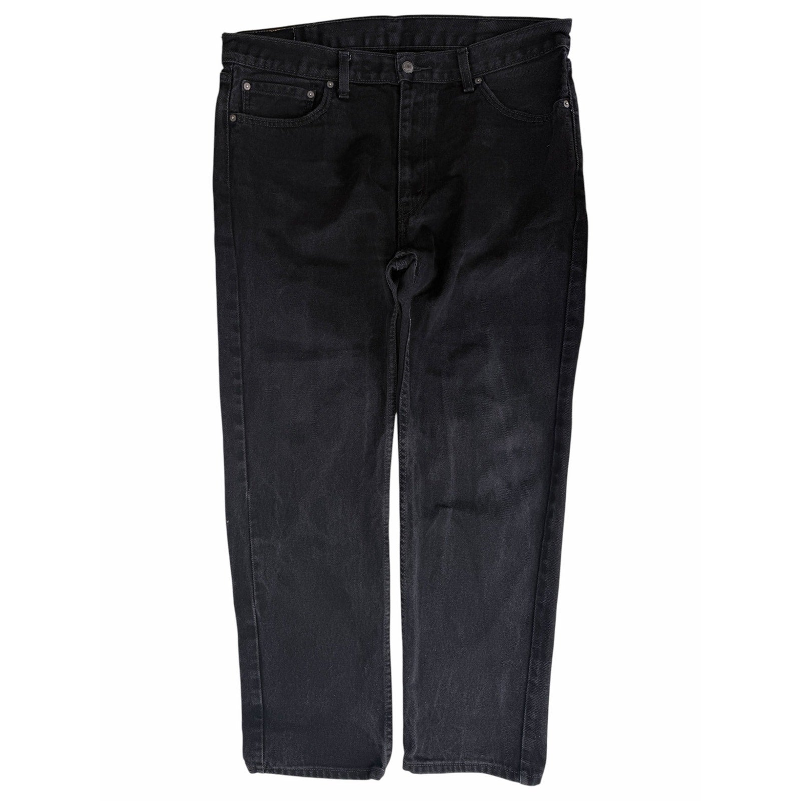 Levis 505 Mens 38x32 Black Regular Fit Straight Leg Jeans Denim