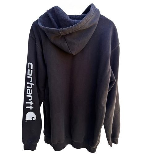 Carhartt Pullover Hoodie Mens Large Tall Black Workwear Sweatshirt