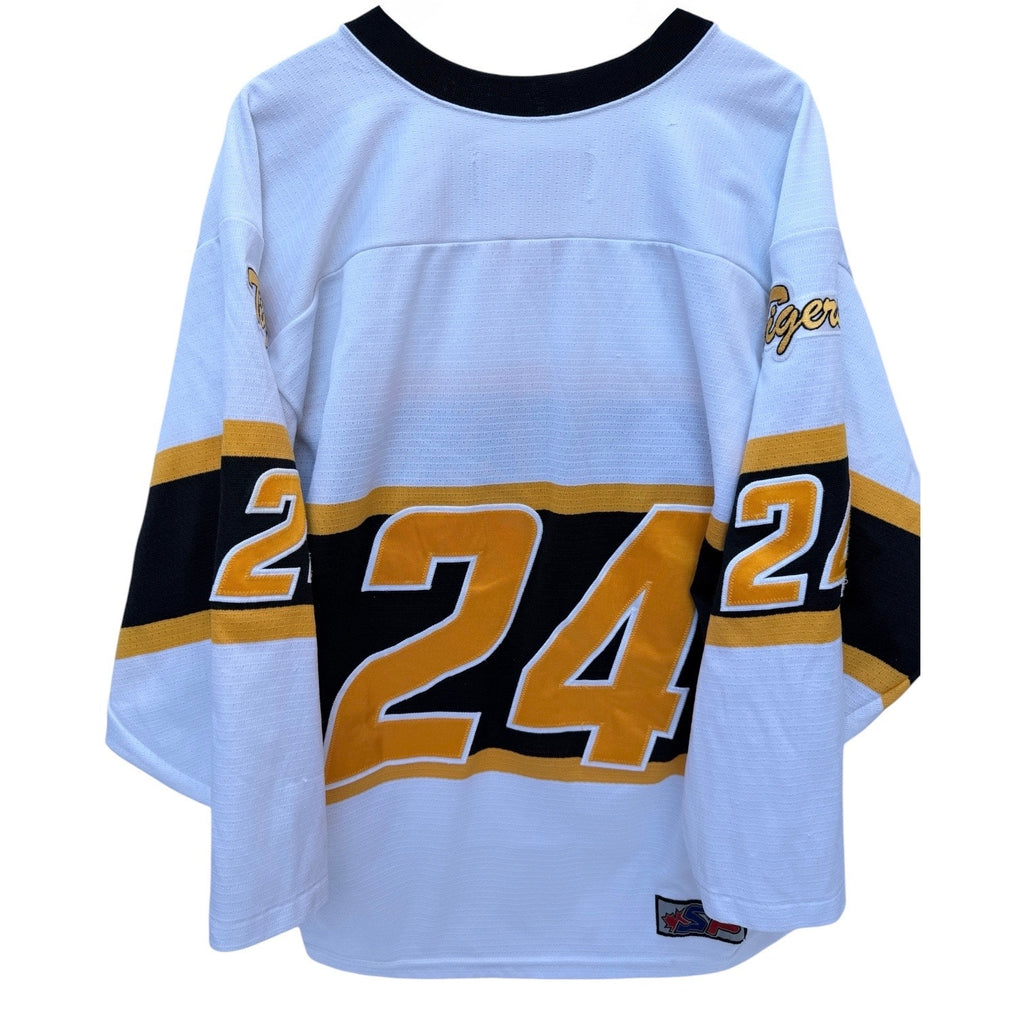 Vintage Hockey Jersey Mens Large White Tiger Graphic Lace Up Y2K CCM Style 24